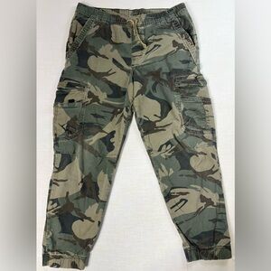 Wrangler Green Camouflage Cargo Pants Boys Size 16 Husky With Draw String C-1